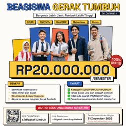 Beasiswa Gerak Tumbuh 2026 Gelombang 2 Resmi Dibuka: Rp20.000.000/Semester untuk Semua Jenjang Pendidikan Tanpa Syarat IPK Beasiswa Gerak Tumbuh 2026 Gelombang 2 Resmi Dibuka: Rp20.000.000/Semester untuk Semua Jenjang Pendidikan Tanpa Syarat IPK